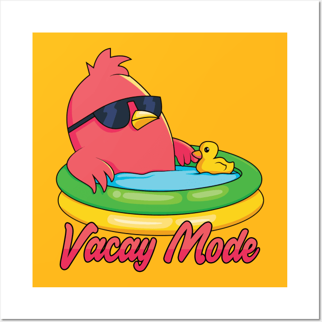 Vacay Mode Funny Bird Cartoon Wall Art by Mandra